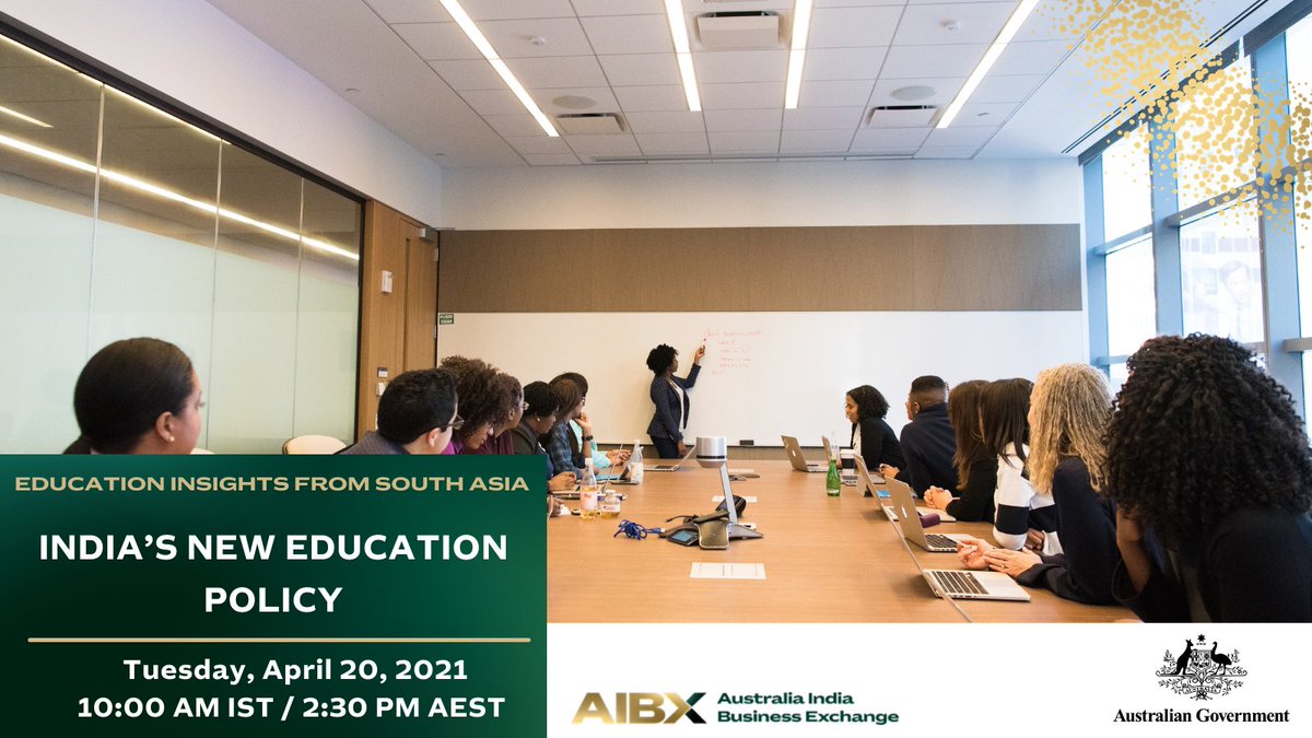AustradeIndia's tweet photo. Join us for 1st session of Education Insights from South Asia series, focusing on the #India’s New Education Policy and its impact on #Australia’s engagement with India.

Register today: https://t.co/Z9amExVQyB
#AIBX 
*This event is separate from the int edu strategy consultation https://t.co/yPgANMJwb9