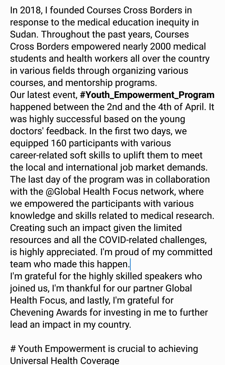 RayanMAltayeb's tweet photo. Courses Cross Borders is empowering health workforce in Sudan to aid in achieving the 3rd SDG. Find attached pictures from our latest #Youth_Empowerment_Program that empowered 160 young doctors in various career and research related skills.
@UKinSudan
@FMOH_SUDAN
@CheveningFCDO https://t.co/5UfddIZo6W