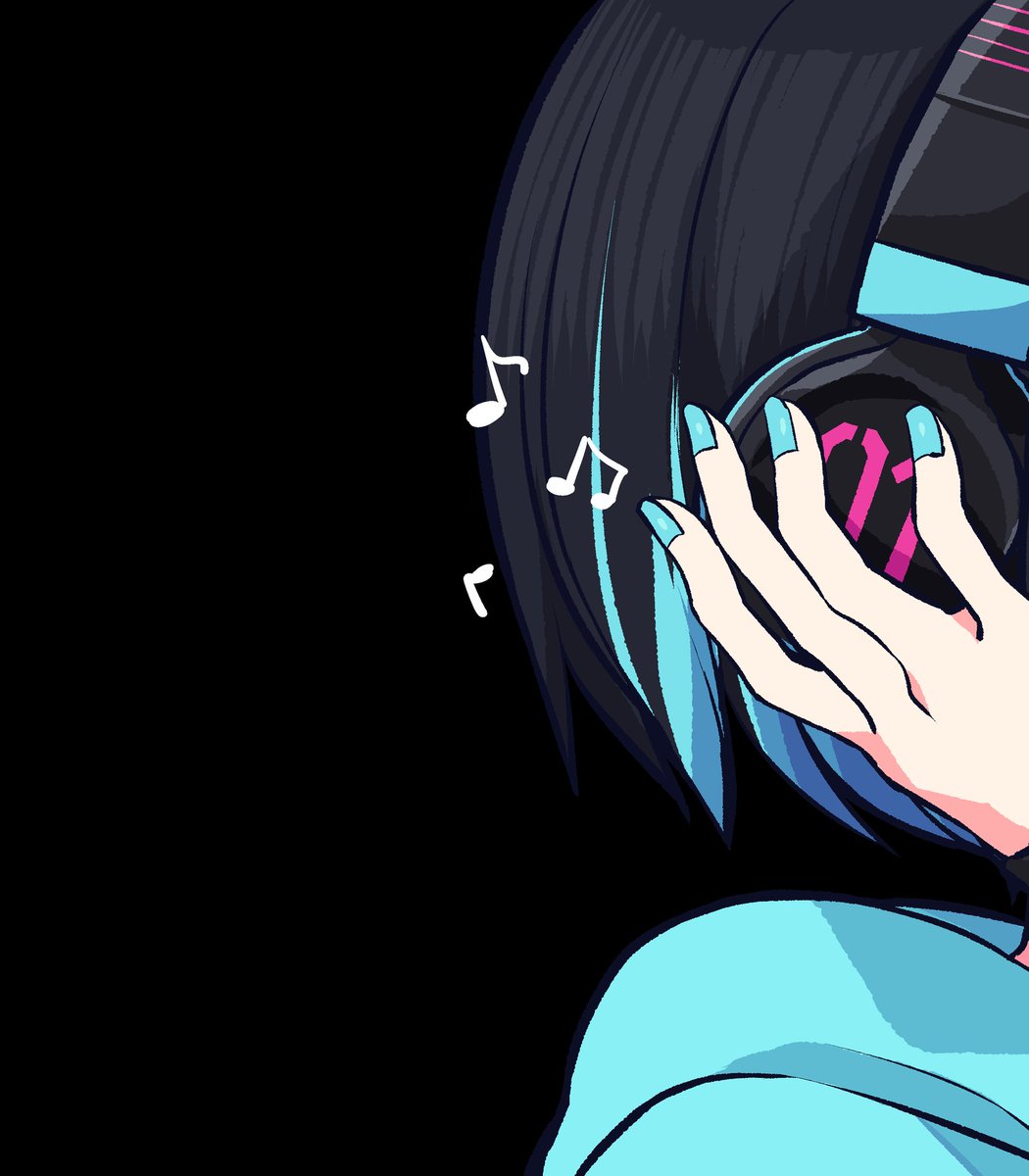 hatsune miku musical note closed eyes eighth note smile headphones hand on headphones twintails  illustration images