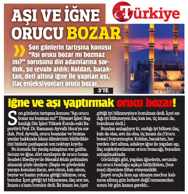 OmtOsmanli's tweet photo. İĞNE VE AŞI YAPTIRMAK ORUCU BOZAR!.. https://t.co/SJ3stbnqe6