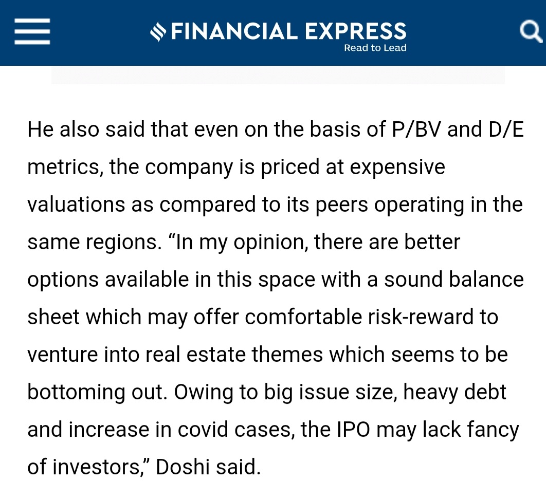 AbhayDoshi11's tweet image. My quote on Lodha Developers&apos; Macrotech IPO in Financial Express

#IPO #initialpublicoffering #Lodhadevelopers #MacrotechDevelopers