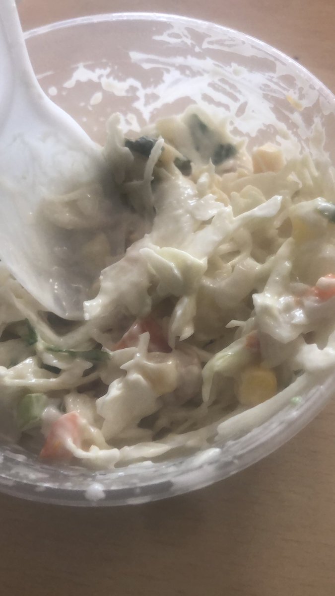 LyonTeejay's tweet photo. @BiteMoreng I just bought yesterday’s salad from bitemore today @apata and it’s pretty annoying 🤦🏽‍♂️. Imagine the taste of something this creamy, from yesterday... https://t.co/OvHLlXJU5i