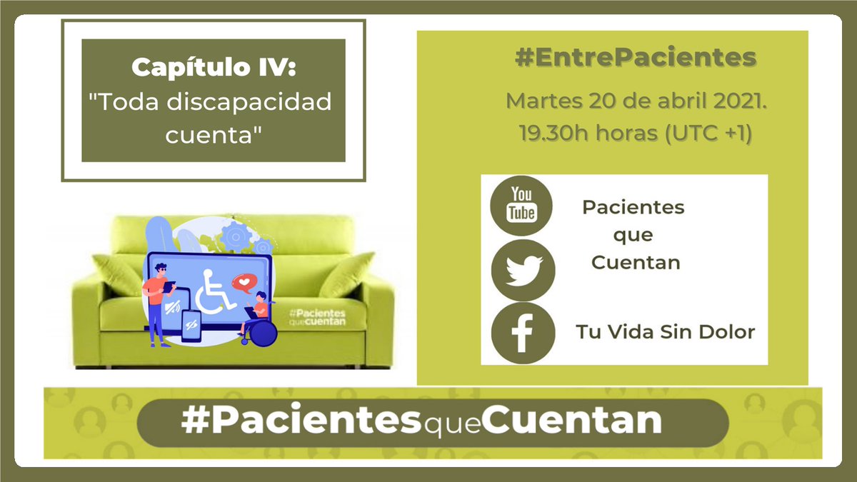 Hoy #MartesVisibles 
queremos dar visibilidad a las personas con #discapacidad, a sus capacidades distintas, a su diversidad.
Por ello, el próximo #EntrePacientes se dedica a ellas.
¿Nos acompañas? 
📌🎯Atención será el martes 20.
#pacientesquecuentan 👇
@COCEMFE_