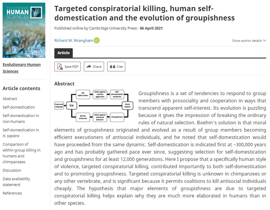 Journal_EHS's tweet photo. New article alert 🚨
'Targeted conspiratorial killing, human self-domestication and the evolution of groupishness' https://t.co/bNzEycuSN1
by Dr. Richard W. Wrangham
#Execution #hypothesis
#morality #cooperation
#chimpanzee https://t.co/I9zDgrL2K7