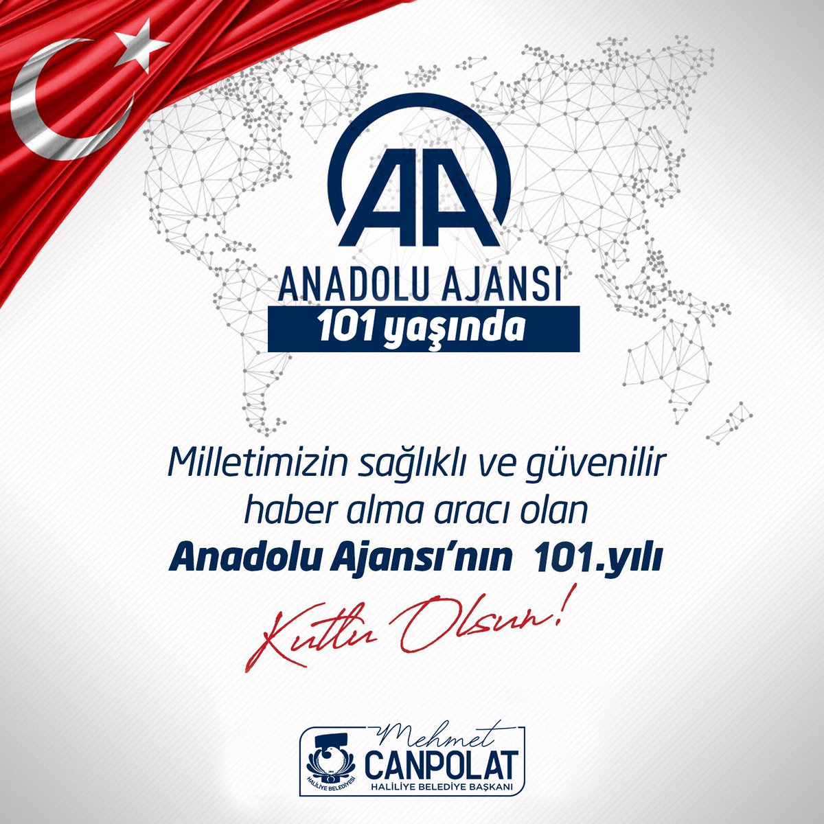 Anadolu'nun sesini bütün Dünya'ya duyuran Anadolu Ajansı'nın 101. kuruluş yılını kutluyorum. @anadoluajansi