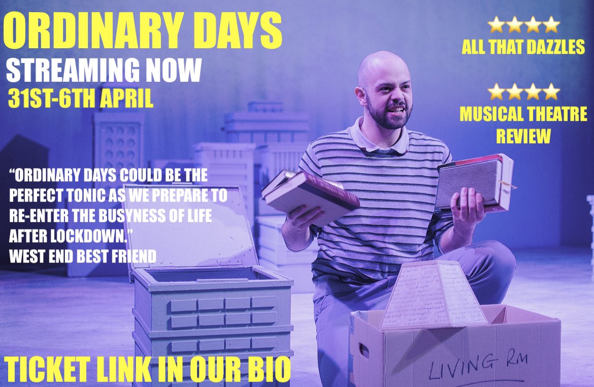 ⚠️IT’S YOUR LAST CHANCE TO WATCH ORDINARY DAYS TODAY⚠️
Don’t be the one to miss out!
🌟🌟🌟🌟 <a href="/ATDazzles/">All That Dazzles</a> 
🌟🌟🌟🌟 <a href="/MusicalTheatreR/">Musical Theatre Review</a> 

Ticket link <a href="/thetheatrecafe/">The Theatre Cafe</a> 🎟
thetheatrecafe.co.uk/shop/ordinary-…