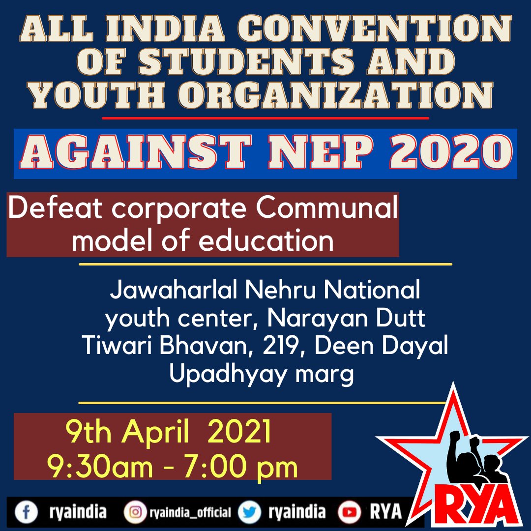 All India Conversation of Students and Youth Organization. 
Against NEP 2020 
9th April 2021.
#RejectNEP2020