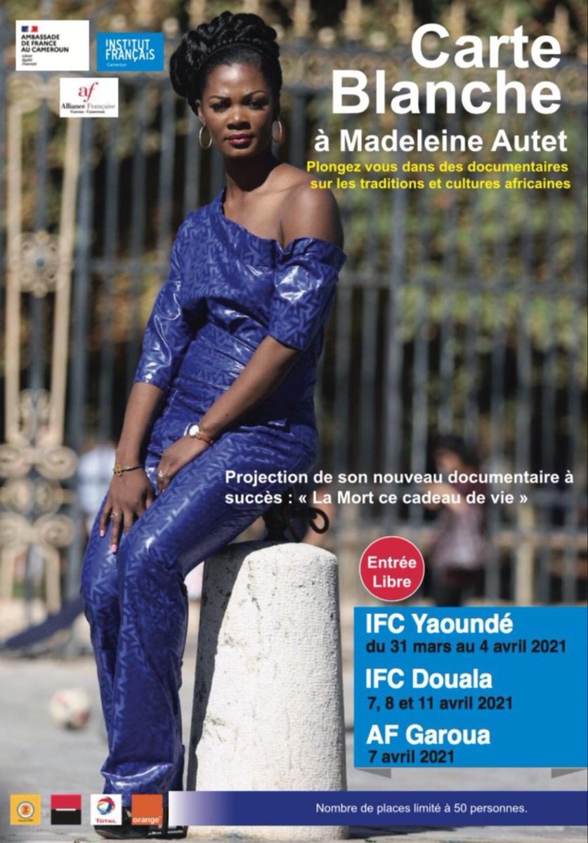 Douala &amp; Garoua, ceci est pour vous ! 

Les films documentaires sont certainement moins populaires mais TELLEMENT importants.

Je vous recommande ces films de notre soeur Madeleine Autet 👌🏾
<a href="/ChouchouMpacko/">Chouchou Mpacko 🇨🇲</a> 
<a href="/Ledawa/">Cédric NDAWA. 🇨🇲</a> 
@BriceAlbin1 
<a href="/AnniePayep/">Annie Payep</a> 
<a href="/Douala_CKoment/">Douala C'Koment</a>