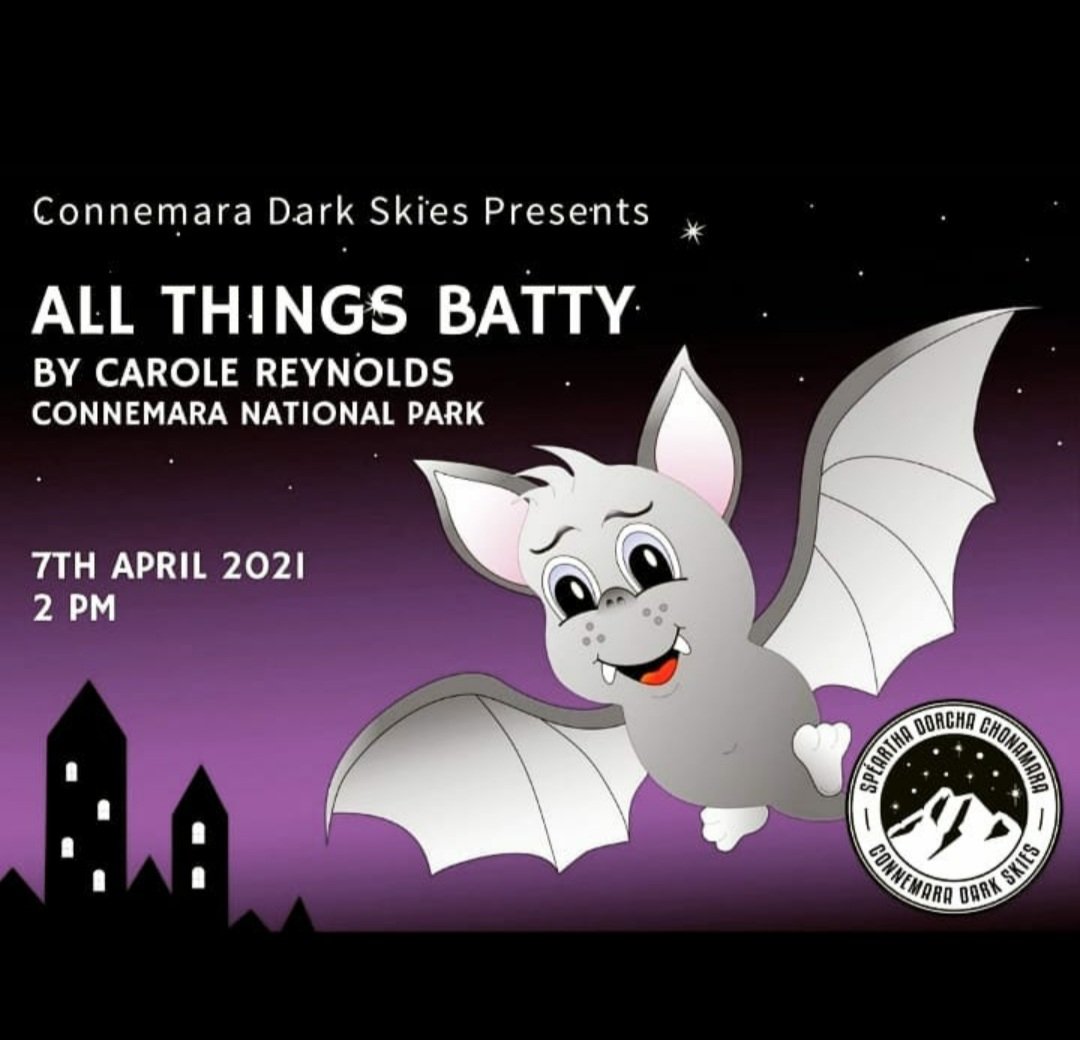 Did you know its #DarkSkyWeek ?
Check out #Connemara Dark Skies on FB tomorrow afternoon for a talk all about bats with Carole Reynolds from Connemara National Park
<a href="/ConnemaraIe/">Connemara.ie</a> <a href="/AranConnemara/">Connemara & The Islands Conamara & naOileáin</a>
<a href="/InaghLodge/">Lough Inagh Lodge</a> <a href="/JCWLGeopark/">JCWLGeopark</a> <a href="/Kylemore/">Kylemore Abbey</a> <a href="/Failte_Ireland/">Fáilte Ireland</a> <a href="/visit_galway/">Visit Galway</a> <a href="/danoharafarm/">Dan O Hara Homestead</a> <a href="/TG4TV/">TG4</a>