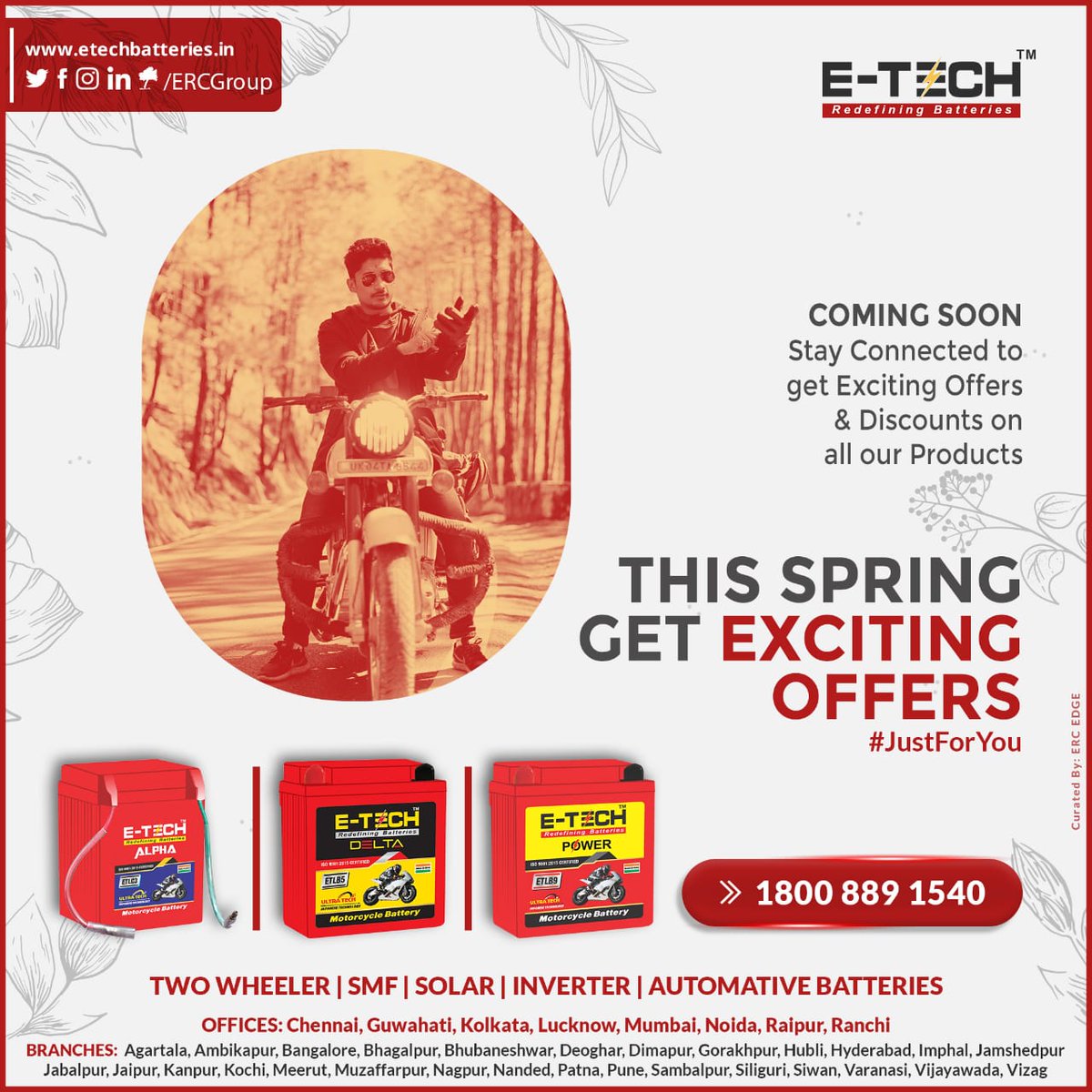 EdgeErc's tweet photo. E-TECH batteries in your services.
Get E-TECH Battery for all your requirements.....

Visit our website at
https://t.co/QZVzsWPJLA

Contact us at
1800 889 1540
.
.
#ercgroup #ErcGroup #ercbatteries #ercgiswithyou #ercetech #ercgforyourneed #batteriesforallyourneeds #batteryforall https://t.co/4XoKY9l8rP