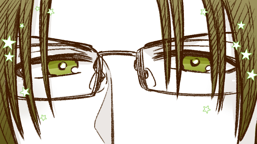 1boy glasses solo male focus green eyes star (symbol) close-up  illustration images