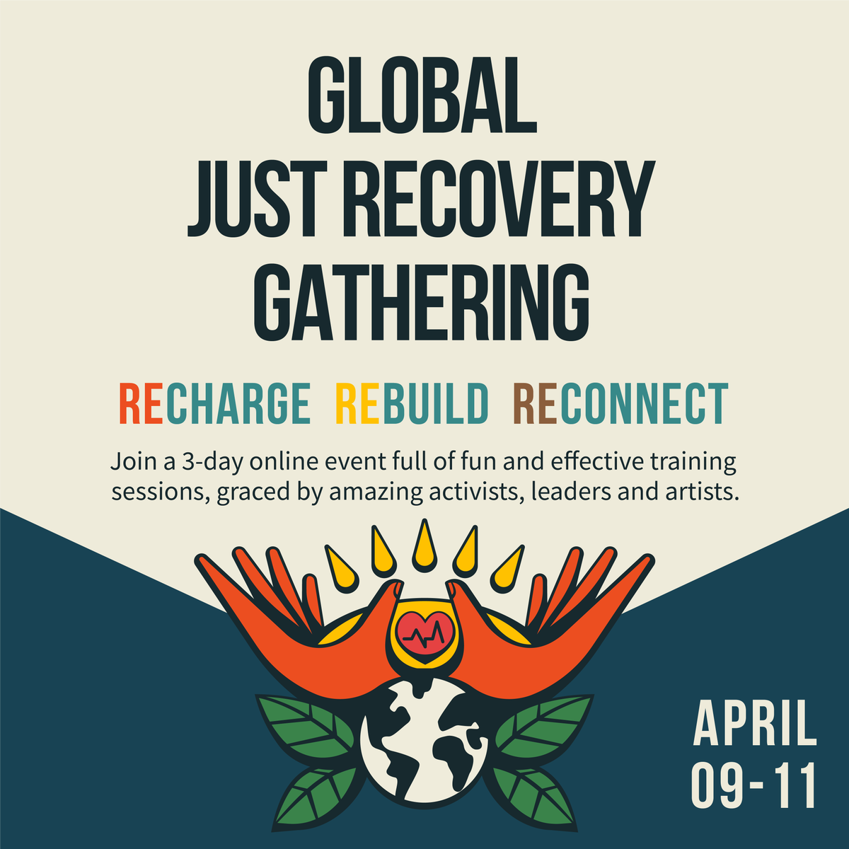 Now is the time for the #climate movement to reconnect! I’m joining the Global #JustRecovery Gathering this #April and building the future we deserve. Sign up today justrecoverygathering.org