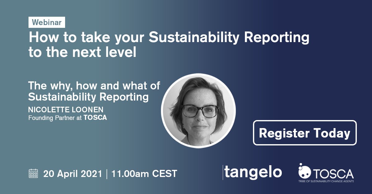 tangelosoftware's tweet photo. Join us on 20 April and discover how you can up your game and take your #SustainabilityReporting to the next level. @NicoletteLoonen will share the 10-step @AtribeTosc approach to #sustainability reporting. Don’t miss it, save your spot right here: https://t.co/KaOZV1JjwS

#ESG https://t.co/IU81qlKgeb