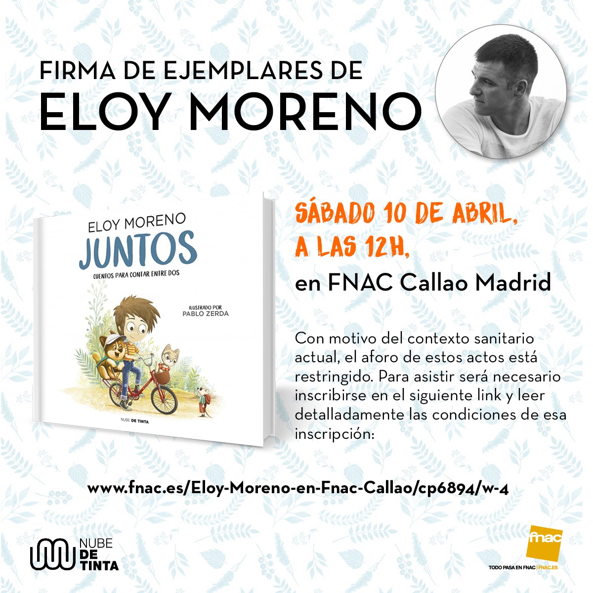 Nube de tinta (@nubedetinta) on Twitter photo Este sábado, <a href="/Eloy__Moreno/">Eloy Moreno</a> firmará ejemplares de Juntos y del resto de sus novelas en Madrid. 🥳
Os esperamos a partir de las 12 h. en la FNAC de Callao. <a href="/Fnac_ESP/">Fnac España</a>
➡️ Reserva tu plaza aquí: fnac.es/Eloy-Moreno-en… Este sábado, <a href="/Eloy__Moreno/">Eloy Moreno</a> firmará ejemplares de Juntos y del resto de sus novelas en Madrid. 🥳
Os esperamos a partir de las 12 h. en la FNAC de Callao. <a href="/Fnac_ESP/">Fnac España</a>
➡️ Reserva tu plaza aquí: fnac.es/Eloy-Moreno-en…