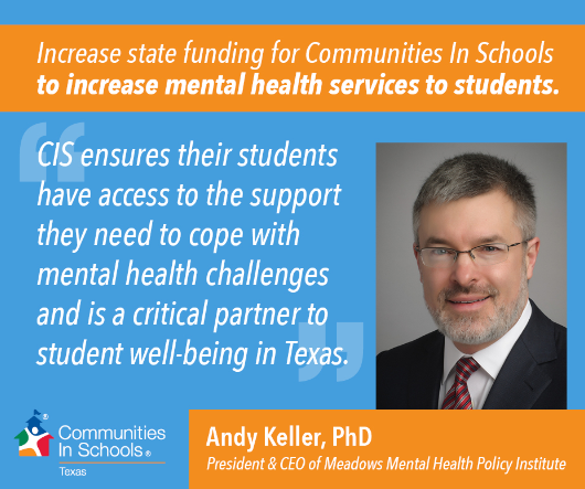 cisbigcountry's tweet photo. It is critical #txlege increase its investment in CIS, the largest provider of campus-based behavioral health services for students. Read what Andy Keller, President of the Meadows Mental Health Policy Institute, says about CIS’s services. Learn more at https://t.co/ZhagnwVGuJ https://t.co/La6vL2rlUP