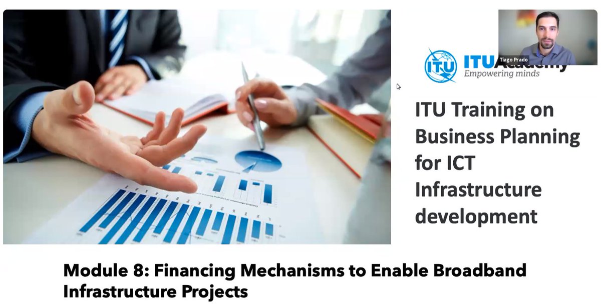 ITUEurope's tweet photo. WEEK 3: #Special #Training for Europe on #ICT #Infrastructure Business Planning addressed #NPV calculation and #financing for #broadband #projects
Check the ITU Toolkit's Chapter 7 => https://t.co/2nHg9DsBk3
#broadbanddevelopment #infrastructure #connectivity #ICT4SDG https://t.co/jWgmPQSef5