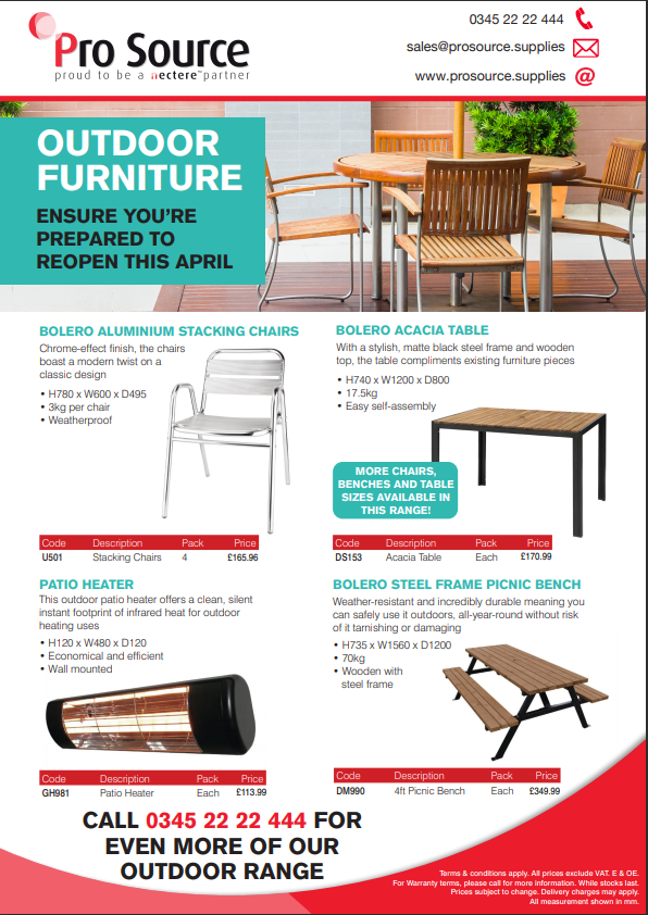ProSourceBirm's tweet image. Are you prepared to open back up on the 12th April. We have a wide range of outdoor seating available now. Please get in touch in you require a quote #ProSource #Outdoor #Seating #openingbackup