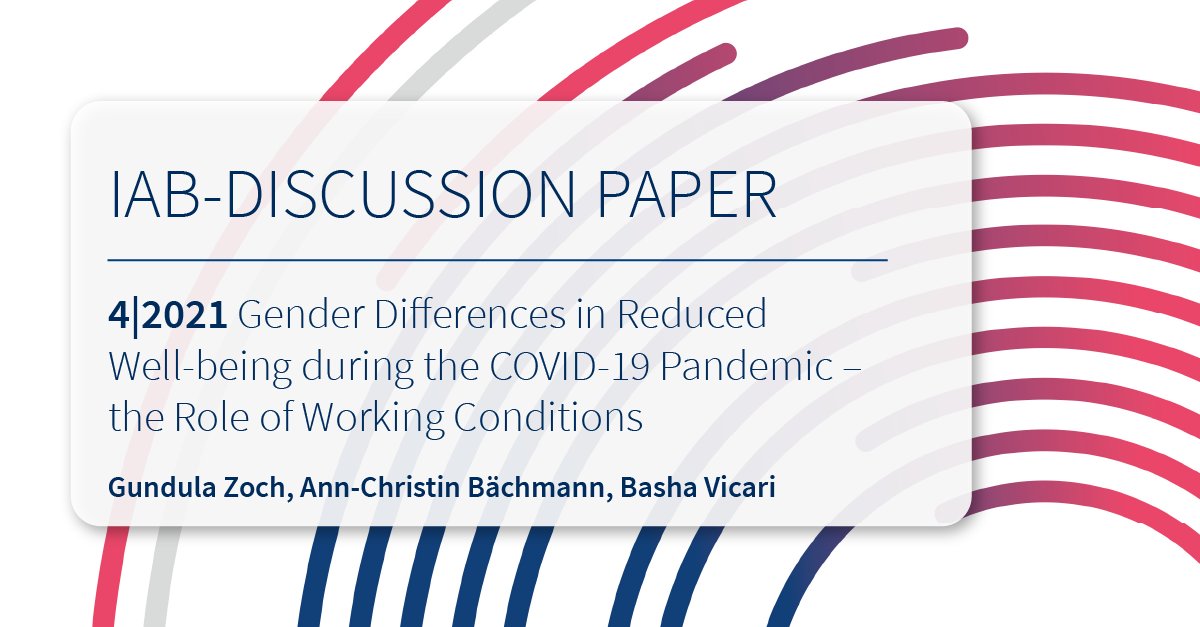 #Wellbeing during the #COVID19 #Pandemic:
Results suggest important #GenderDifferences in #sociallife and psychological distress in spring 2020, which are likely to become more pronounced as the crisis unfolds.

➡️ IAB-Discussion Paper 4/2021: bit.ly/39Lb6Ur