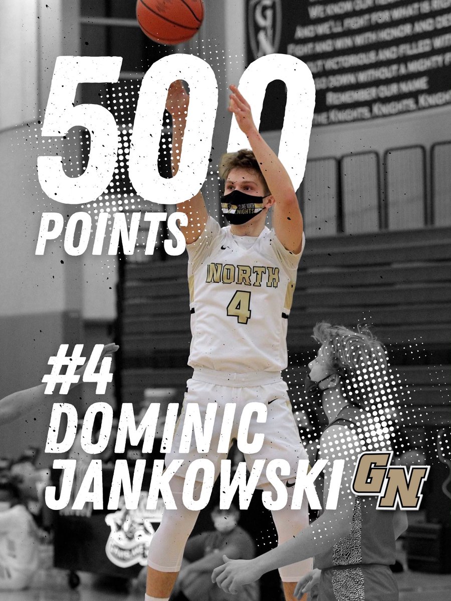 Congratulations to Dominic Jankowski on becoming only the 2nd sophomore in program history to score at least 500 points! #KnightPride