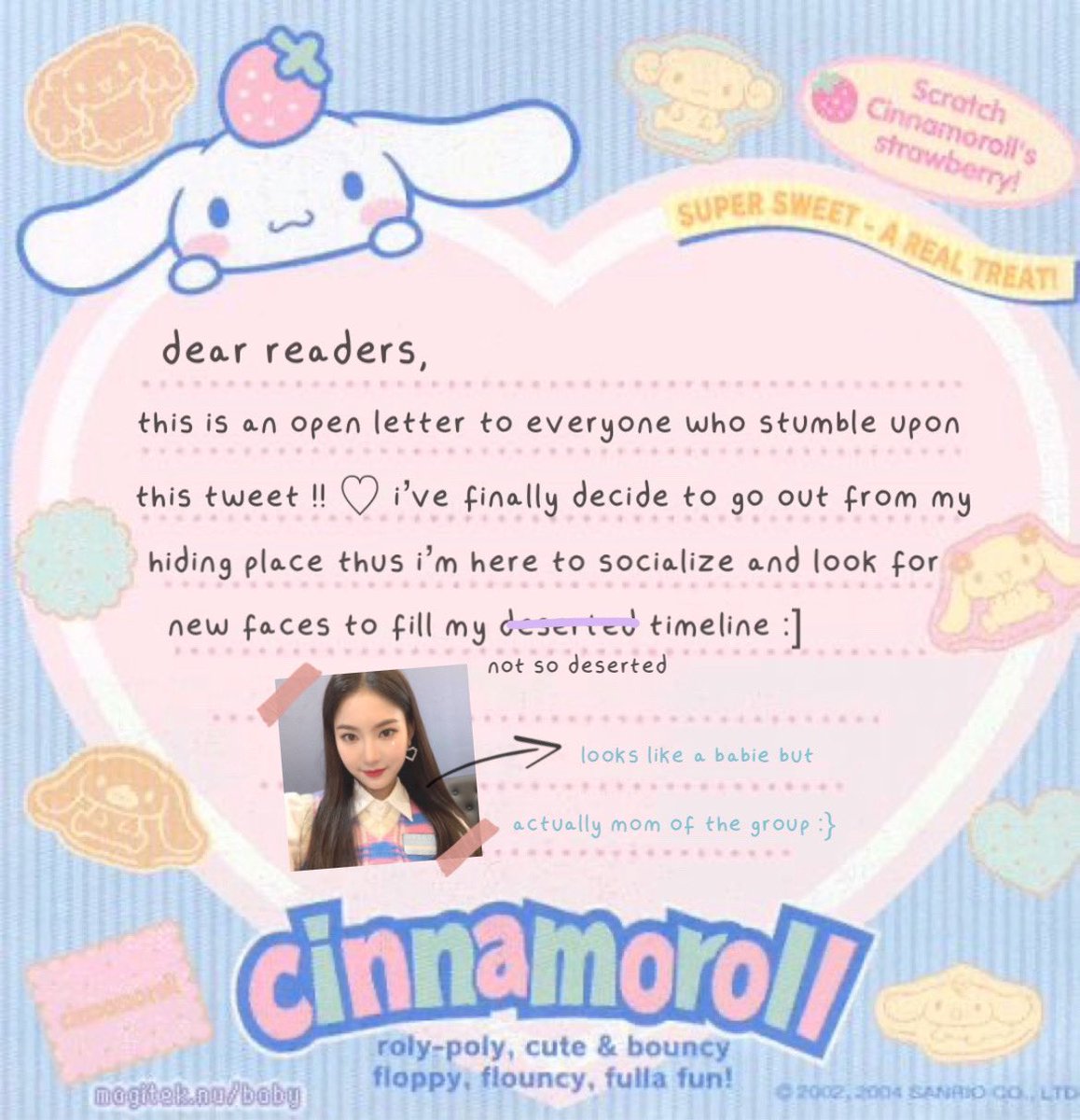 💌 . . . 𝗒𝗈𝗎 𝗀𝗈𝗍 𝖺 𝗇𝖾𝗐 𝗅𝖾𝗍𝗍𝖾𝗋!!
hello, i’m offering a friendship and everyone are welcomed to leave a reply under this tweet if you’re interested. also, would you please help me to retweet this so it can reach more people? thank you. ˘͈ᵕ˘͈