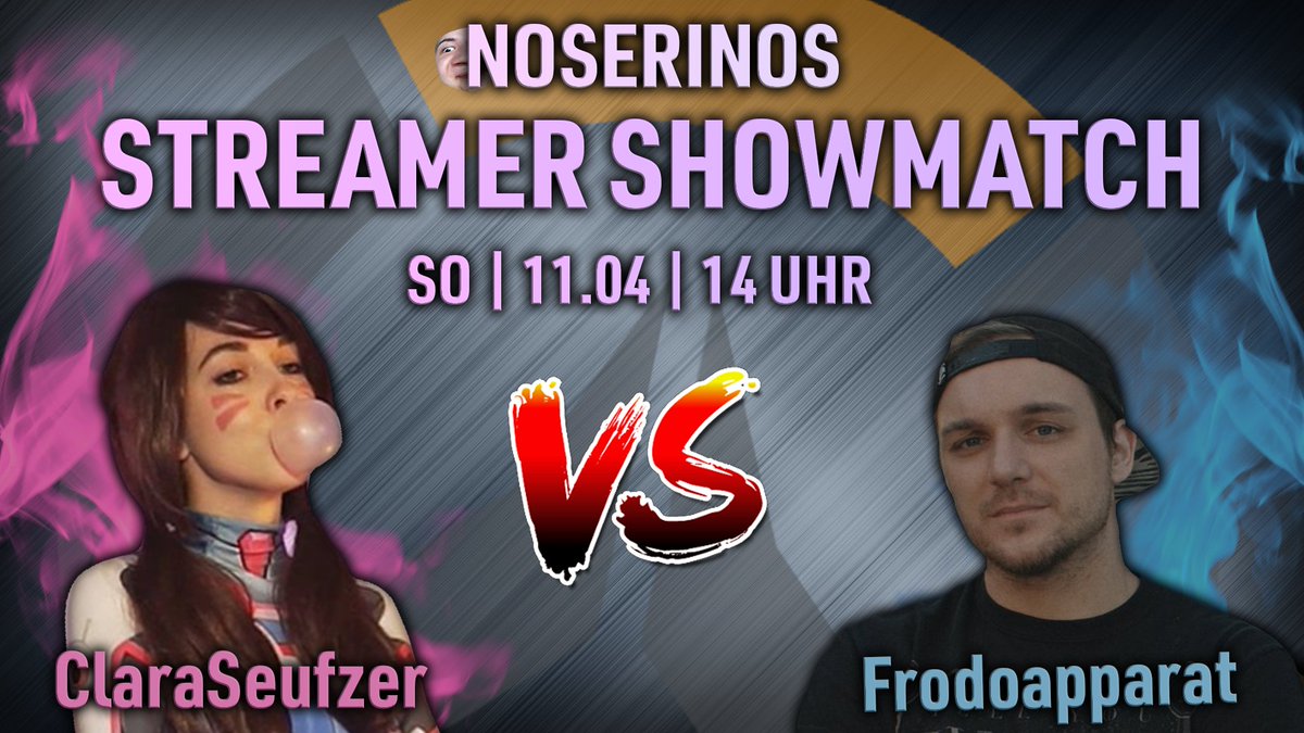 Noserino_'s tweet photo. Diesen Sonntag veranstalten wir ein #StreamerShowmatch! 🔥

🐰@ClaraSeufzer vs @Frodoapparat 🤖

🚨 SONNTAG | 11.04 | 14 UHR 🚨 https://t.co/YhYspP7iDn