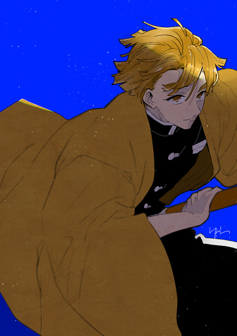 しゅうnさんがTwitterに投稿した我妻善逸(鬼滅の刃)のイラスト。