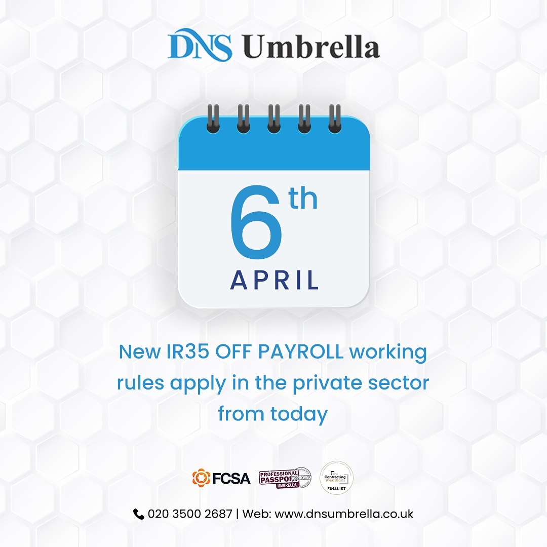 SpryPayUK's tweet photo. Off-payroll working rules change today and are applied differently. From this date, all public authorities and medium and large-sized clients will be responsible for deciding the employment status of workers (sometimes known as contractors). https://t.co/8o8bEJaLQB