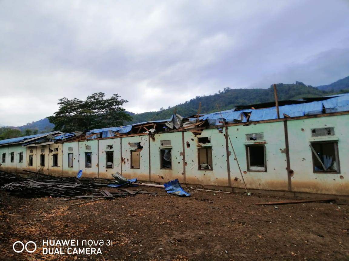 karen_kecd's tweet image. More images of the war crime committed by the Burma Air Force attack on the No.1 High School, Day Bu Noh, Mu Traw District on 27th March.