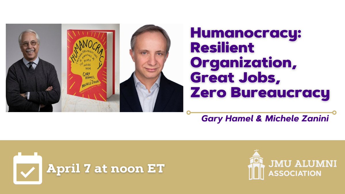 JMUAlumni's tweet photo. From their @WSJ bestselling book, influential and iconoclastic business thinkers Gary Hamel and Michele Zanini will show you how to find the courage to challenge the status quo! Register for this webinar https://t.co/SAIl0pehyo #MadisonNetwork https://t.co/4caycl6pxc