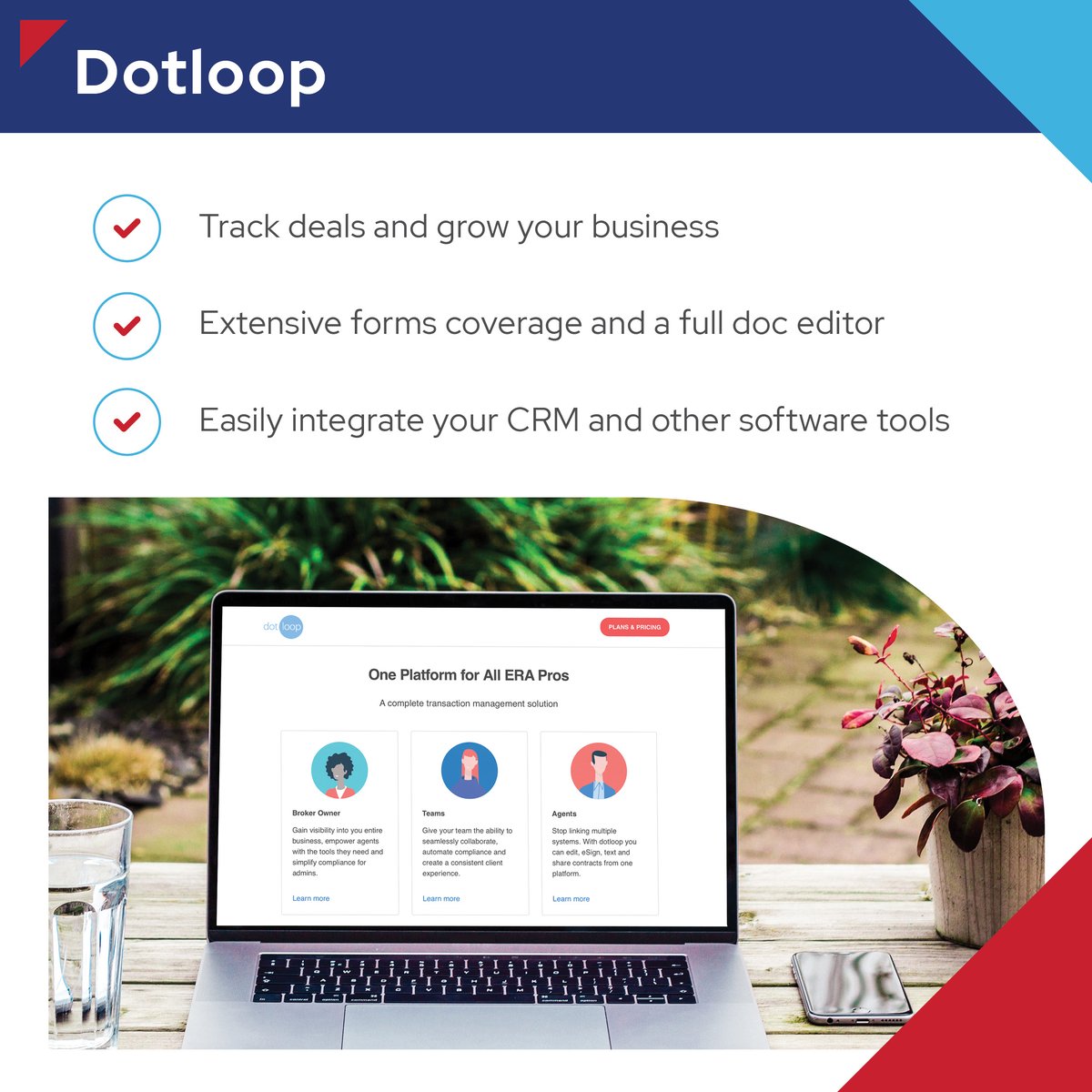 ERA agents can access Dotloop–an incredible program that digitally centralizes paperwork!

Go to dotloop.com/era to learn more.

#era #dotloop #realestateprogram #realestatetools #erarealestate #realestate #teamera
