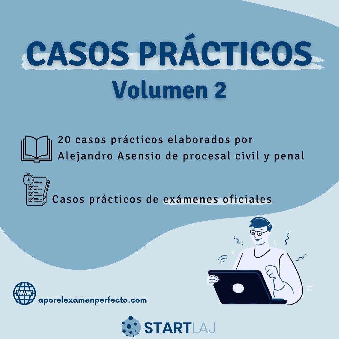 startlaj's tweet photo. 📌 ¿Quieres afianzar los casos prácticos de exámenes oficiales?

En https://t.co/0AbU6ydab5 tienes disponible el Volumen 2 de casos prácticos ⤵️

📎 20 casos prácticos de procesal civil y procesal penal elaborados por @asensio_laj.

📎 Casos prácticos de exámenes oficiales. https://t.co/9uCUUjWgtD