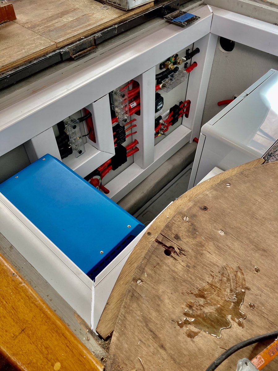 HartnellMarine's tweet photo. @Victron_Energy @BEPmarine 
Everything is made twice (apart from nature 🌲 👶). It starts as a thought 🧠 then put into reality 🔋- we like to think we have succeeded on this occasion. 🙌⚡️🛥🧠
#victronenergy #bepmarine #electrics #neat #organised #aquastar #boatrefit #cables https://t.co/FHEGWSZ8XM