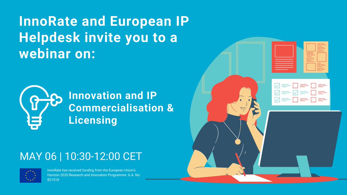 innorateproject's tweet photo. 📣📣#InnoRate & @IPRHelpdesk invite you to a webinar on #innovation and IP #commercisalisation and #licensing. How can you take advantage of patents and what can we learn from best practices in technology licensing? More info 👉https://t.co/Bo83ZmJxqt https://t.co/OrxaQdHOQP