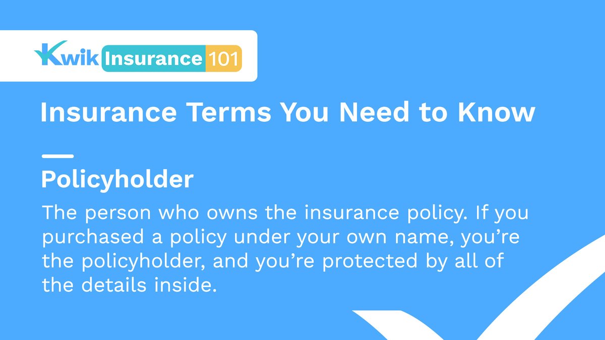 KwikInsure's tweet photo. Reading what's in your policy is a must. But what do these terms mean anyway? #KwikInsurance101 will help you understand the most commonly used words in insurance ๐ก
Today's word โ policyholder! https://t.co/zFjZX7i0nE
