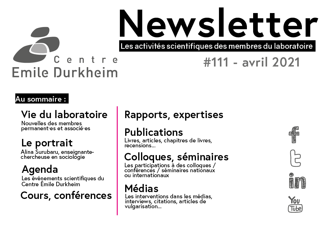 Centre Emile Durkheim S Tweet Newsletter Parution Du 111 Avril 21 De La Newsletter Du Cedurkheim En Ligne Telecharger Trendsmap
