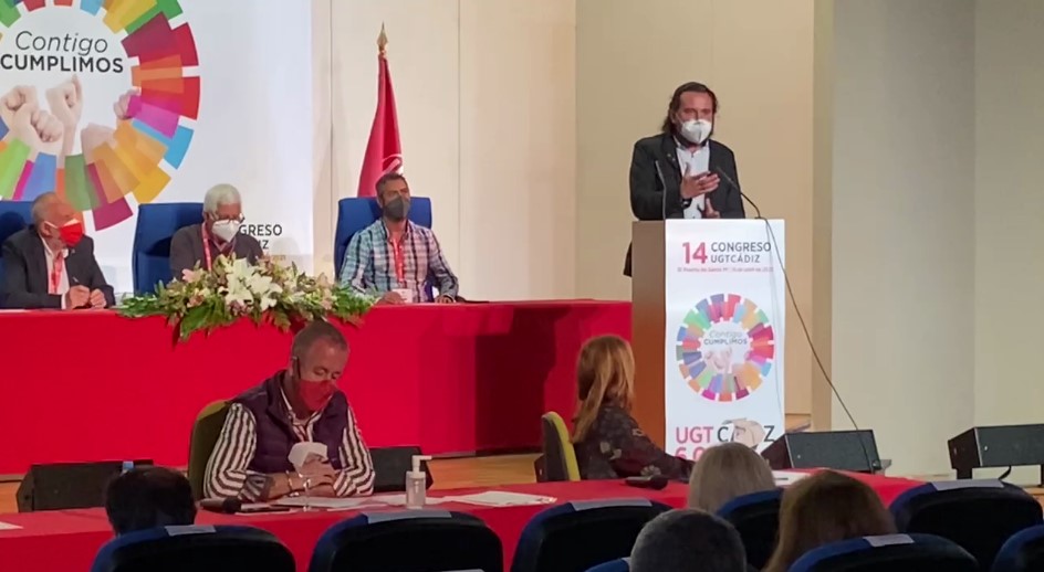 🗣️ <a href="/mfernandomac/">M. Fernando Macías</a> brinda la colaboración de IU Cádiz para desarrollar el Programa de Acción de <a href="/UGTCadiz/">Ugt Cádiz</a> en los próximos años y apuesta por "tender puentes entre todas las organizaciones" para que "la provincia no salga de la pandemia con las rodillas agachadas" 
#14Congreso