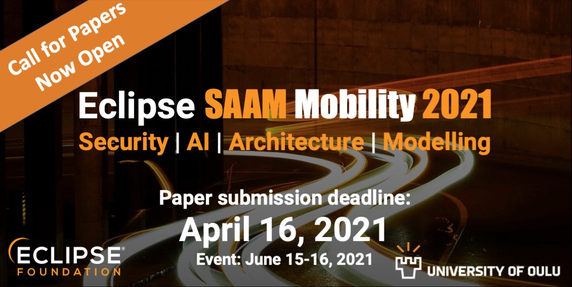 #Automotive, #Aerospace, #SmartCities - these domains synergize in the next generation mobility technologies. Submit your papers to Eclipse SAAM Mobility and help us build the vision of the future. Deadline to submit - 10 days away:
hubs.la/H0JHrNV0