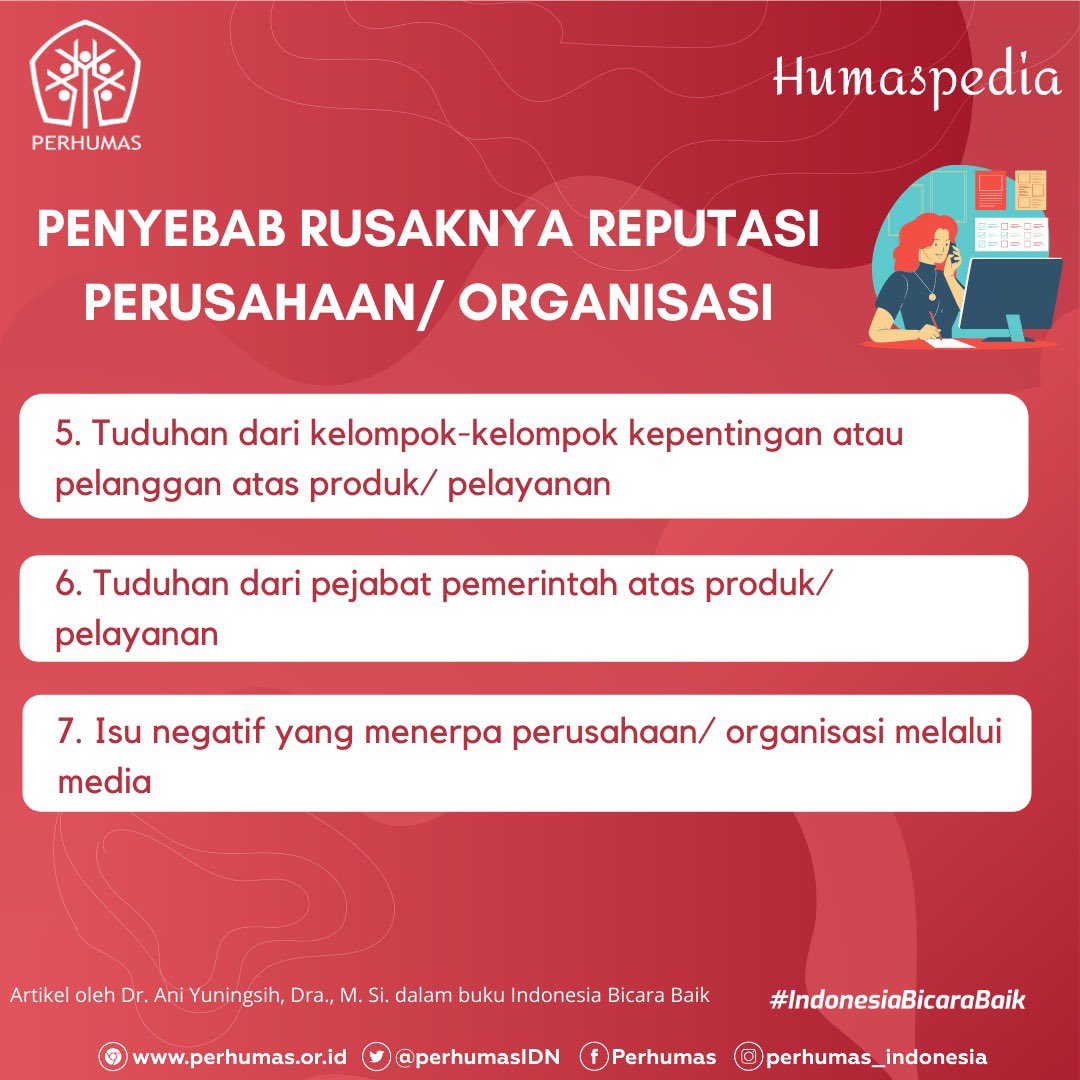 PerhumasIDN's tweet photo. Rusaknya reputasi perusahaan atau organisasi dapat disebabkan oleh beberapa hal baik dari internal ataupun eksternal.
Yuk, Sobat Humas simak informasinya!β¨
#PERHUMAS #Humaspedia #Reputasi #IndonesiaBicaraBaik
#PERHUMASuntukIndonesia https://t.co/z6RERx7mw1