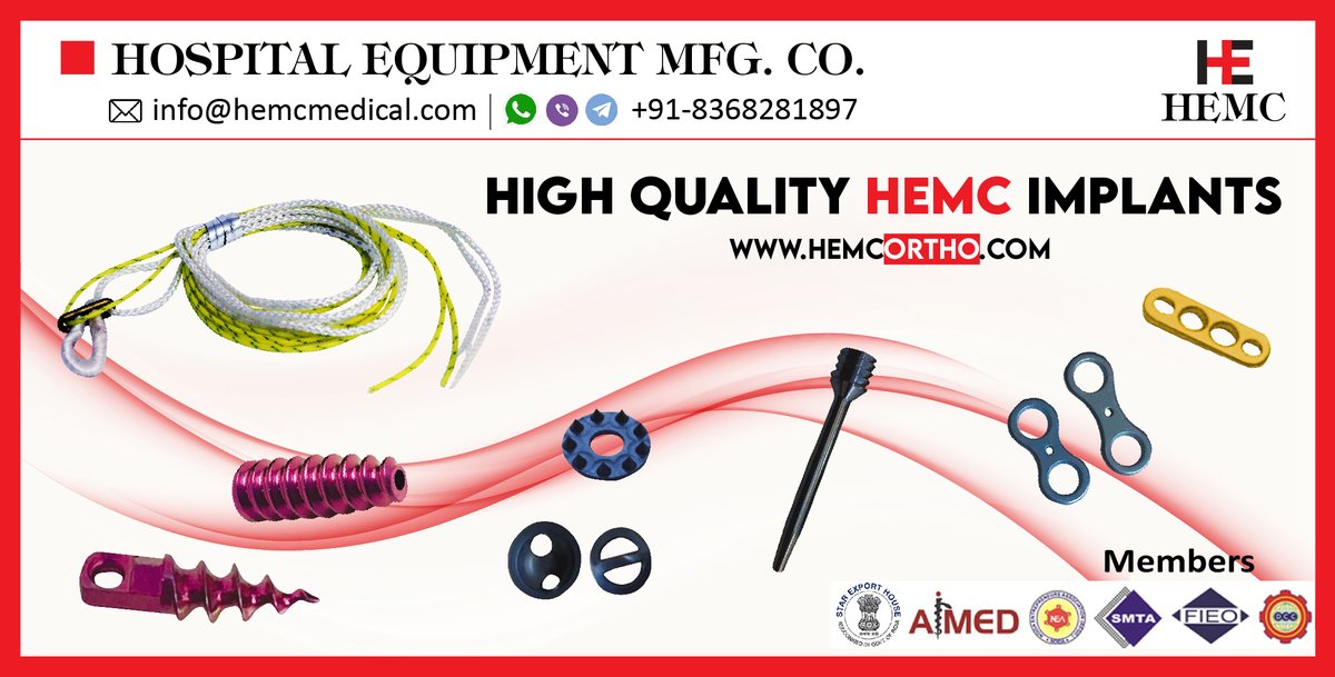 HemcOrtho's tweet image. ACL PCL Implants India
hemcortho.com/product-catego…
#ACLPCLImplants
#ACLPCLInstrumentSet
#ACLPCLImplant
#TraumaImplants
#HEMCMedical
#HEMCOrtho
#HEMCIndia