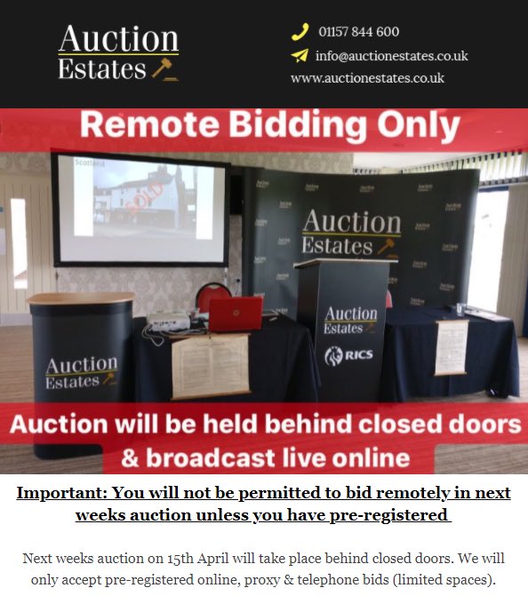 auctionestates1's tweet photo. 1 week left to register! Our 15th April auction will be held remotely so you’ll need to pre-register in order to take part on the day. #auction #registration #remotebidding #virtualauction #preregister https://t.co/qphnXCpfEe