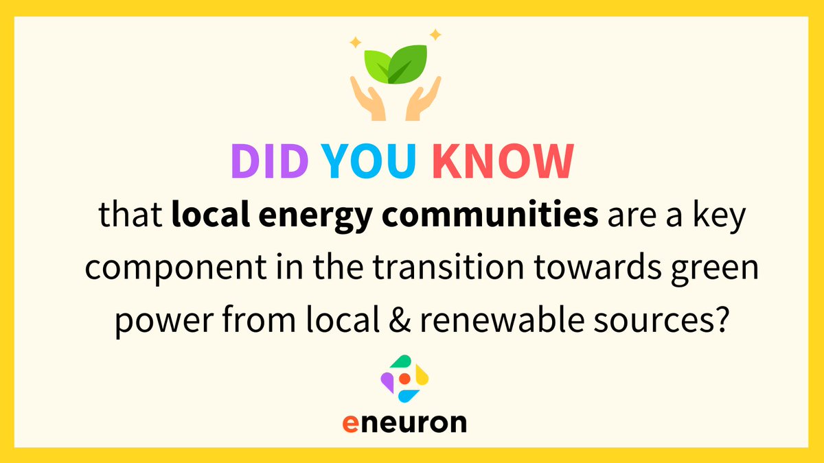 eNeuronproject's tweet photo. ☀️A local energy community (LEC) is a set of #energy users who have decided to make common choices about how to meet their energy needs
👉Find out more on our website https://t.co/EQt7GnEWNi
#localenergycommunity https://t.co/R2V0zkbV3d