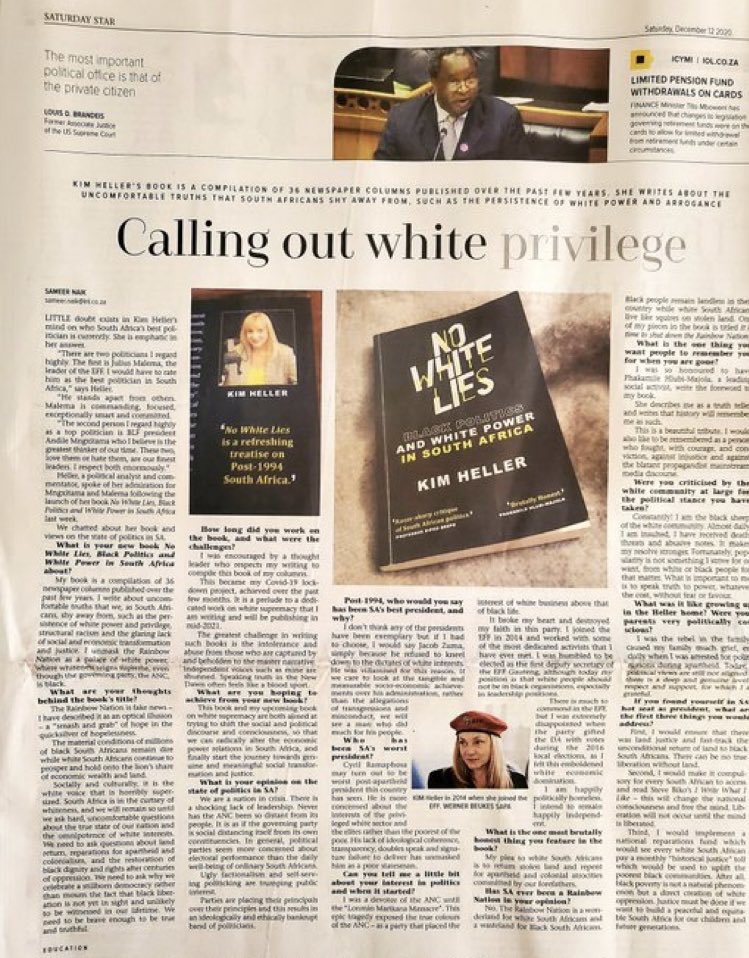 kimheller3's tweet image. In my book NO WHITE LIES I quote Julius Malema 

“The time for reconciliation is over, now is the time for justice. If the grandchildren of Jan Van Riebeeck have not understood that we need our land back, then they have failed to receive the gift of humanity’