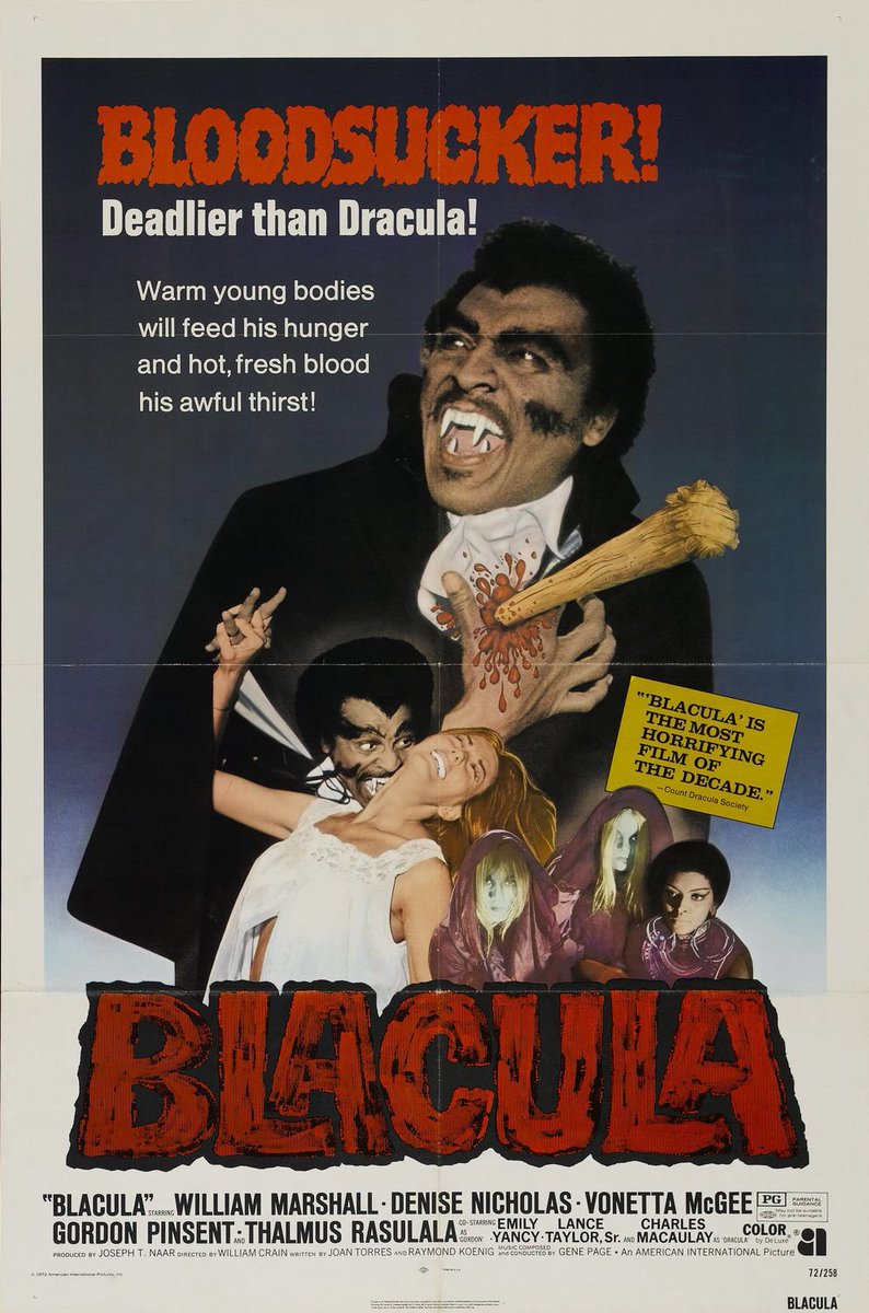96. BLACULA (1972)The name might be a little silly on the face of it but this film is legitimately good. William Marshall is great as Blacula, and is as memorable and charming as Lugosi and Lee. Cool and stylish. Highly recommended! #Horror365