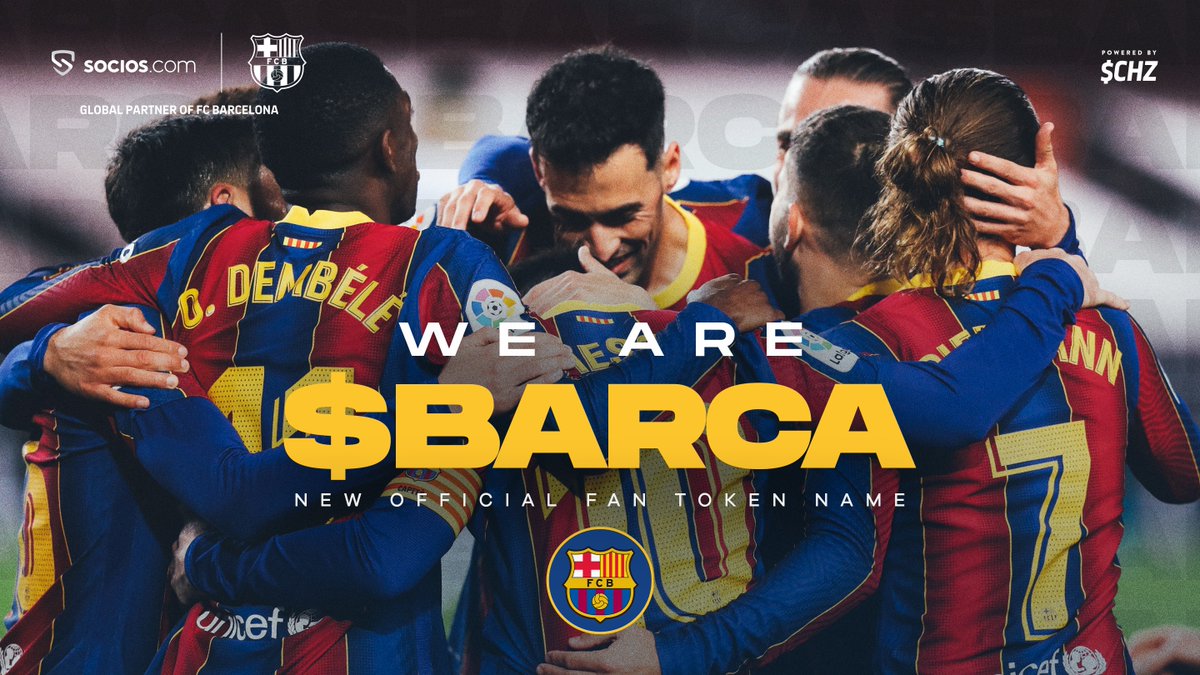 Socios.com on Twitter: &quot;🔵🔴New name, same perks. Introducing $BARCA, the new Fan Token name of @FCBarcelona. ⚡️ $CHZ… &quot;