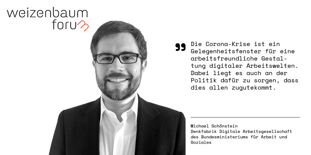 JWI_Berlin's tweet photo. Videokonferenzen &amp; #Homeoffice: Das Weizenbaum-Forum am 13.4. widmet sich den Folgen der #Corona-Krise auf die #Arbeit. Mit dabei: Michael Schönstein | @denkfabrik_bmas, @jo_wenckebach | @ArbeitsrechtHSI @boeckler_de &amp; @flobut | @WZB_Berlin.
Anmeldung 👉 https://t.co/dzPnwNe5W3 https://t.co/lrloYDAagc