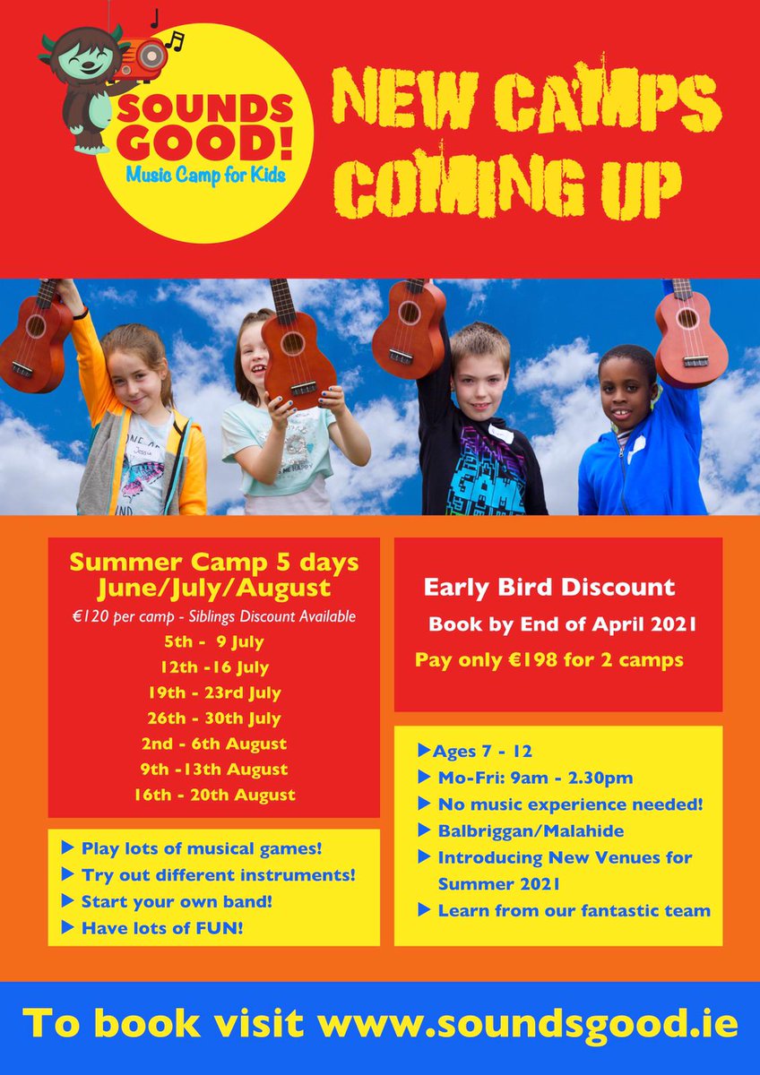 CadenceAcademy8's tweet photo. Summer is fast approaching 😎🌞 Booking is open for #SoundsGood! Summer Camps 2021.
https://t.co/hLj8xIGhfu
🎼🎸🎙️🎹🎻🪕🎺🎤🥁
#summeroffun #summercamps #music #kidsstuff
#Kidsclub
#July2021 #August2021 https://t.co/lWfqJRu42s