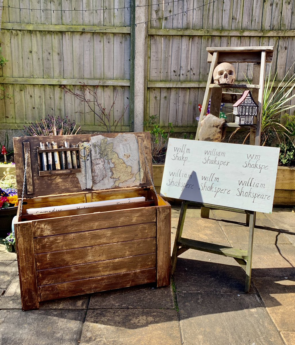 It’s amazing what you can do with a box, a ladder and some creativity!
Ready to venture back into primary schools, we have introduced these new methods of carrying and displaying human heads, Tudor houses, potions, maps, swords and all the fun stuff we use to help tell stories