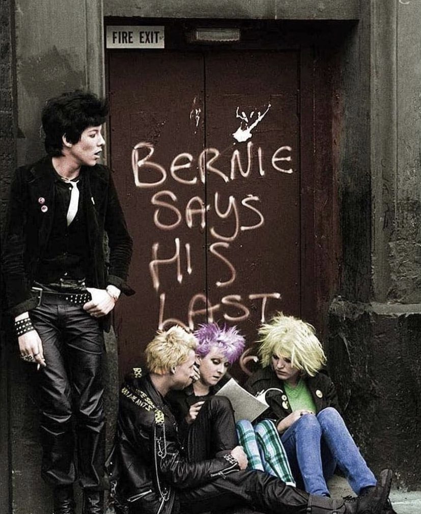 'Bernie Says His Last Farewell' Outside of Eric’s in Liverpool after it was closed in 1980! (Photo: Stephen Shakeshaft / Colorised by Mike Price)