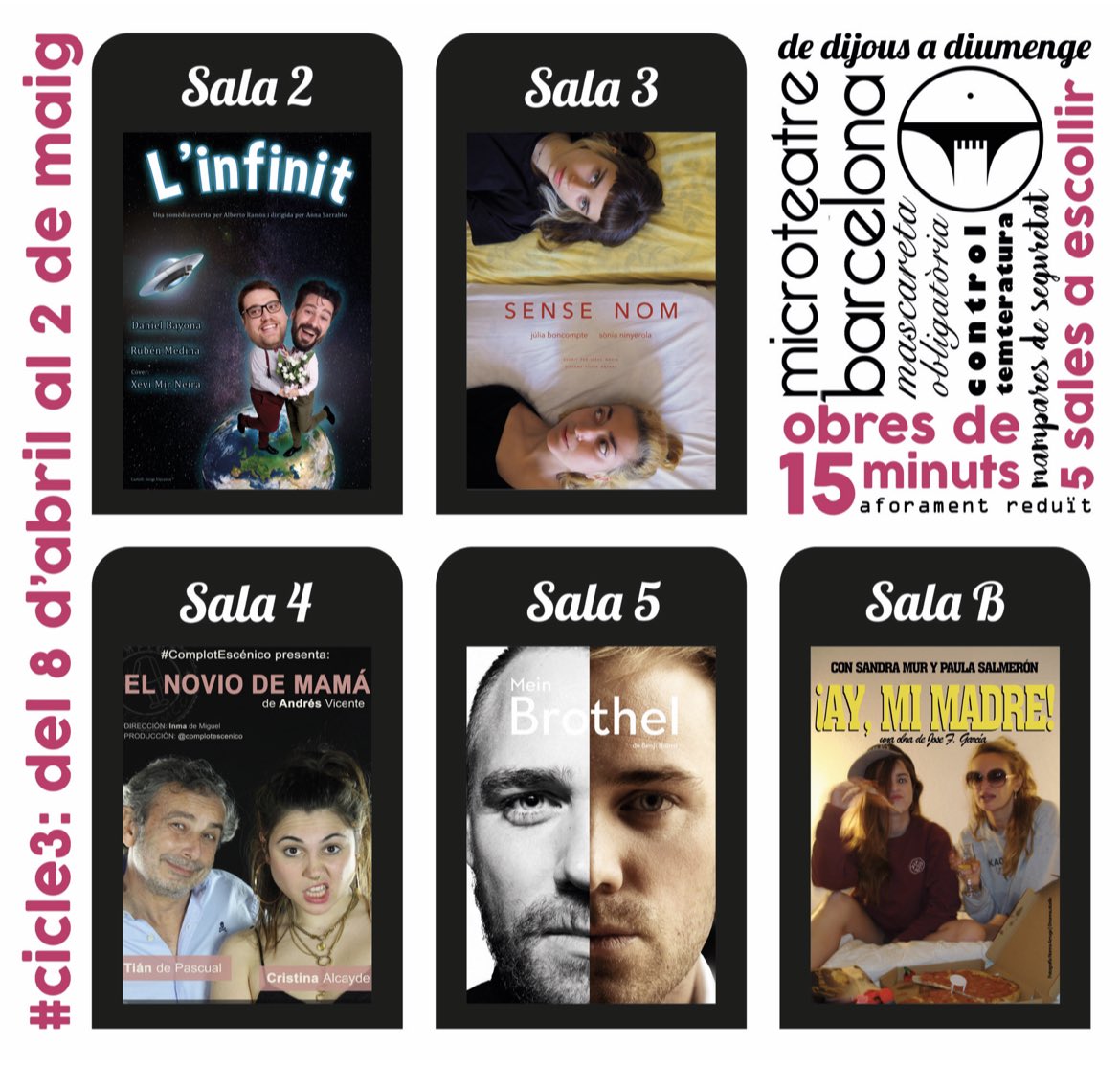 ESTRENEM el #cicle3! 5 microteatres a escollir del 8/04 al 2/05 ❤️🎭