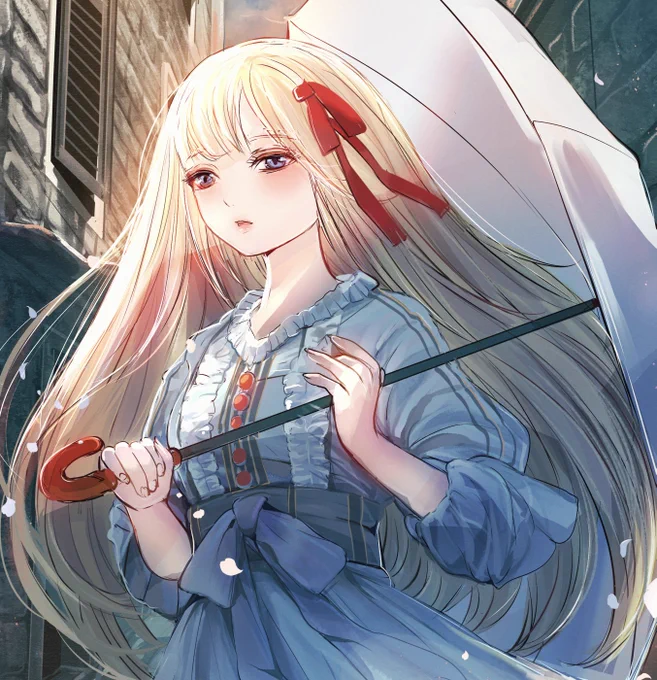 「 青に染まる 」

春風と空の青に染まる少女をイメージした、
過去の背景イラストのリメイクです。

#風景画 #みんなのSNSなんでも展示会2 
#イラスト基地 